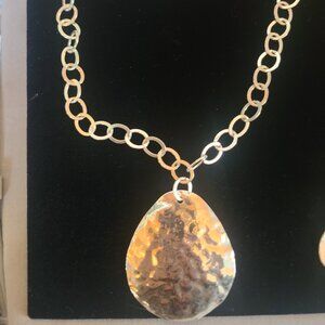 SILPADA Sterling Silver 925Hammered Large Teardrop Pendant Link  Necklace N1181